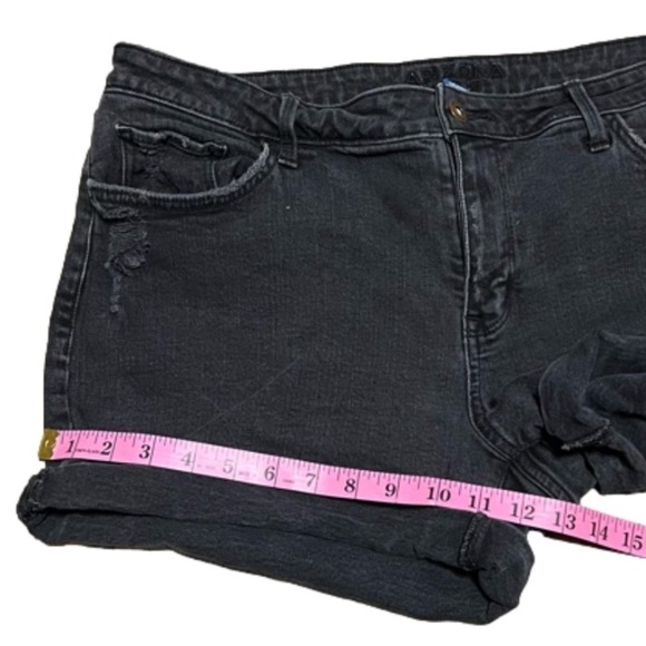 Arizona Black Distressed Jean Shorts Cotton Spandex Rolled Hem Junior Size 17 - Picture 7 of 10